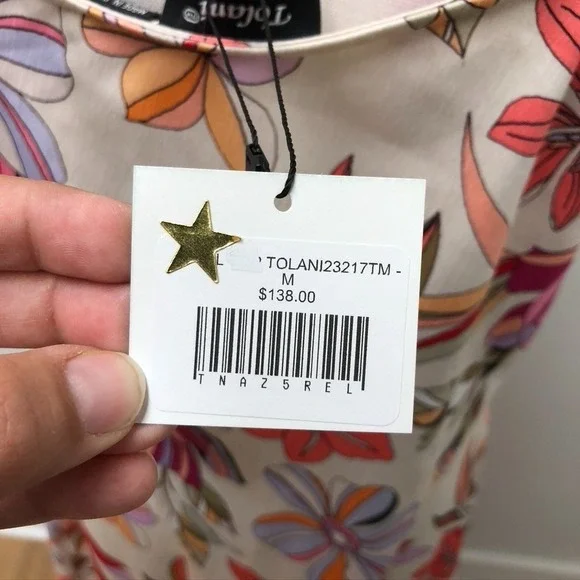 Tolani Satin Midi Sundress Womens Medium Tropical Floral Summer Going Out - Picture 11 of 14